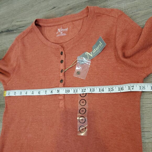 Natural Reflections Thermal Walffle Knit Henley Shirt M Mineral Red Outdoors - Picture 5 of 12
